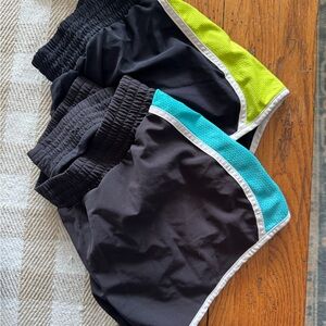 Black Athletic Shorts with Green and Blue Accents